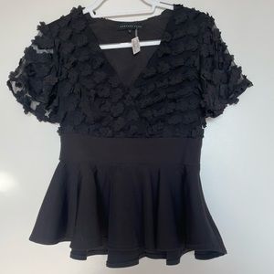 Endless Rose flower appliqué peplum blouse Size S